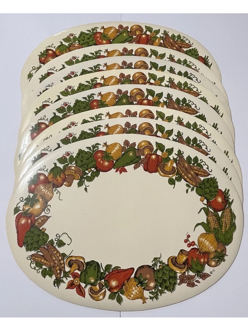 Town & Country Vegetable Spice Vintage Vinyl Placemats Lot Of 8 Hand Wash